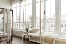 28 make your bedroom more relaxing and dreamy with a swing, even if you don’t use it, it will add a special vibe