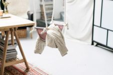 30 make your own indoor swing as a storage for various light pieces, and it will give a dreamy feel to the room
