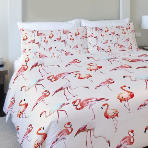 flamingo print bedding will remind your of your beach holiday