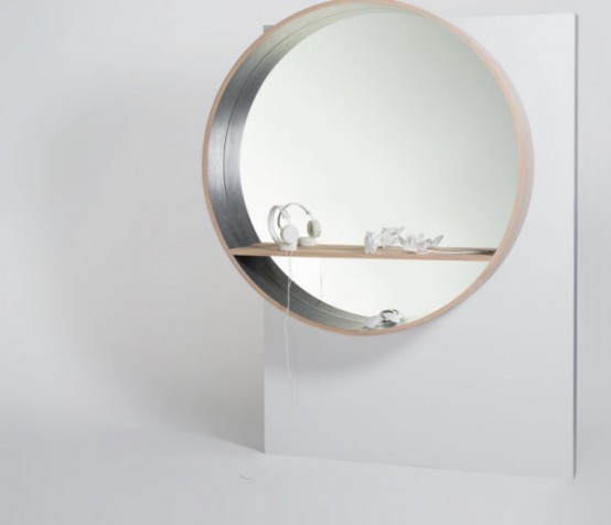 Mirror Console with a display shelf (via www.digsdigs.com)