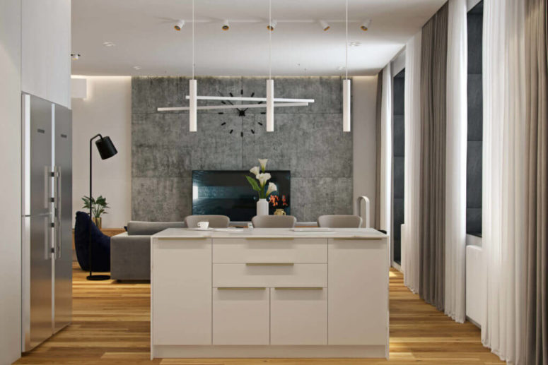 Textures added interest to the space, and cool modern light fixtures highlighted everything in a perfect way Textures added interest to the space, and cool modern light fixtures highlighted everything in a perfect way