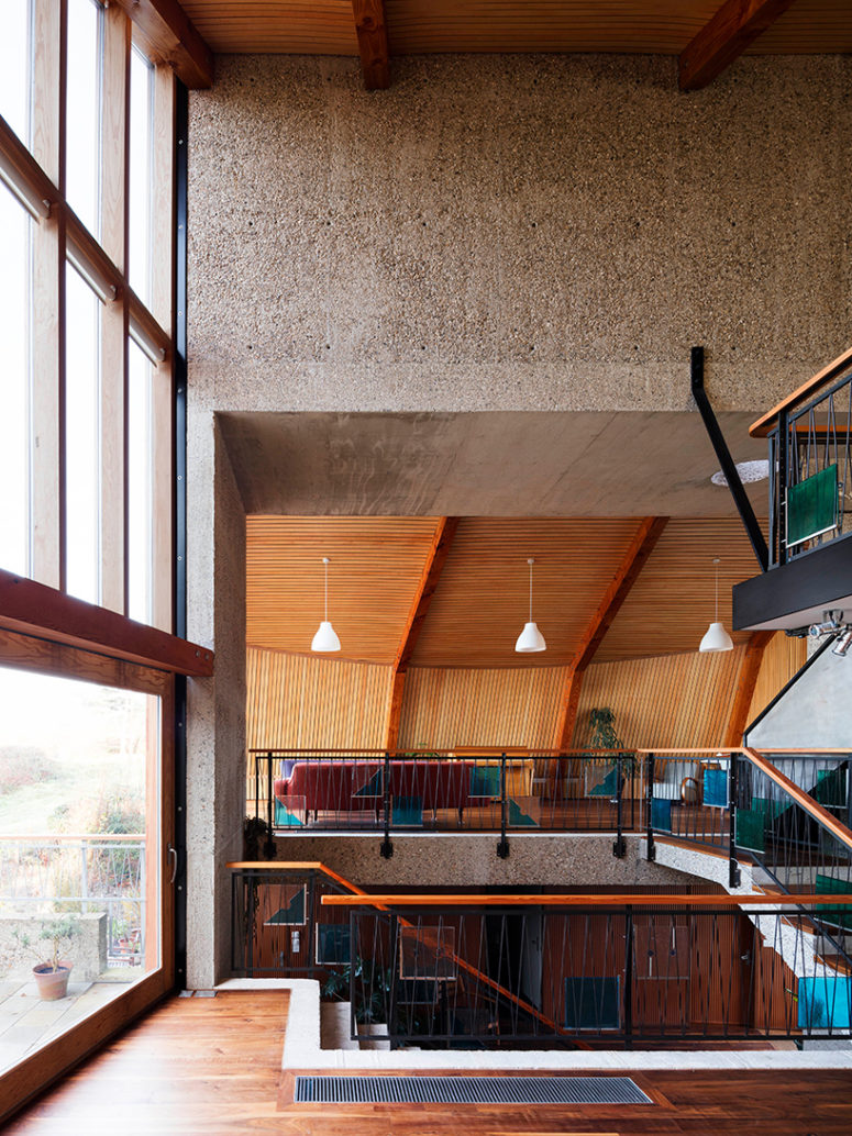 The house overlooks a harbor, so windows offer amazing views to the owners