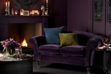07 a deep purple velvet sofa for a moody space in purple