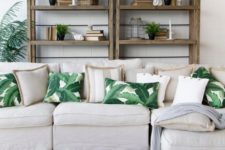 07 mix usual pillows and tropical print ones to add summer cheer to your living room