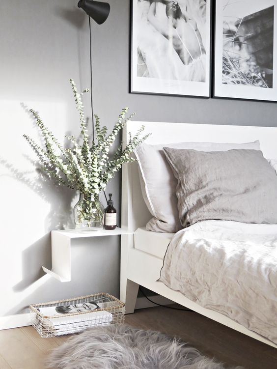 a white curved metal shelf looks super airy and light