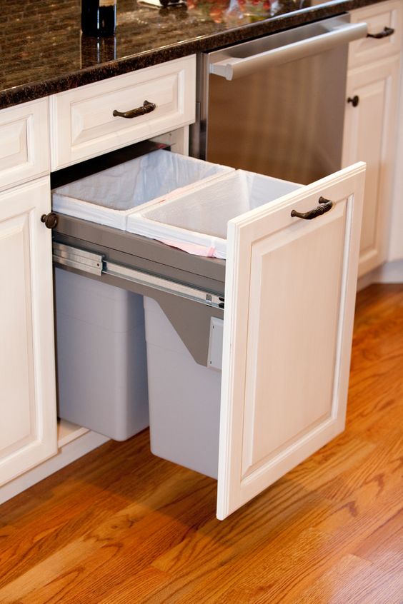 41 Sneaky Ways To Hide A Trash Can In Your Kitchen - DigsDigs