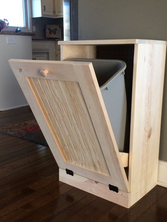 To Hide A Trash Can In Your Kitchen, Wooden Trash Can Cabinet Plans