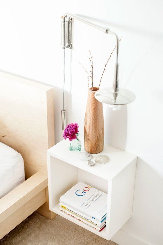 a white open box bedside table is a timeless and stylish idea