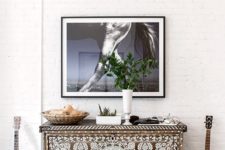 19 a boho chic wooden sideboard clad with mother of pearl for a creative and unique look