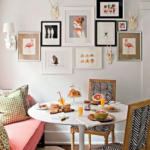 black and white chevron upholstered chairs to add a chic touch to the breakfast nook