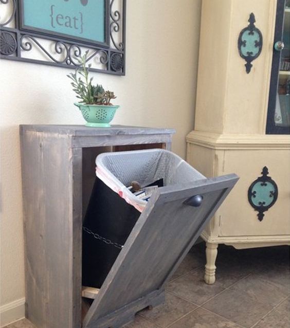 29 Sneaky Ways To Hide A Trash Can In Your Kitchen - DigsDigs