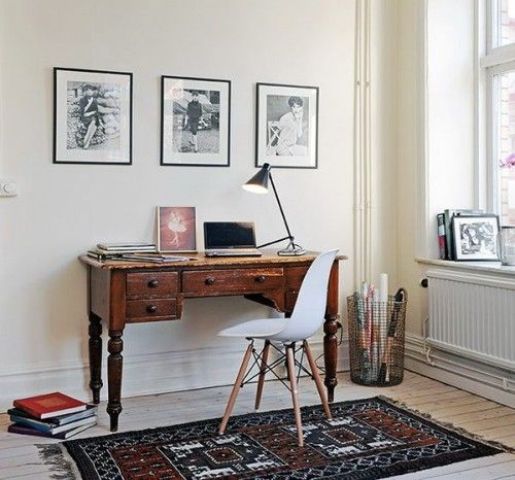 vintage shabby dark stained desk can fit both a girl's and a man's home office