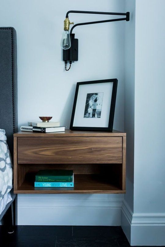 a modern floating cabinet nightstand with a drawer is a great solution for most of bedrooms