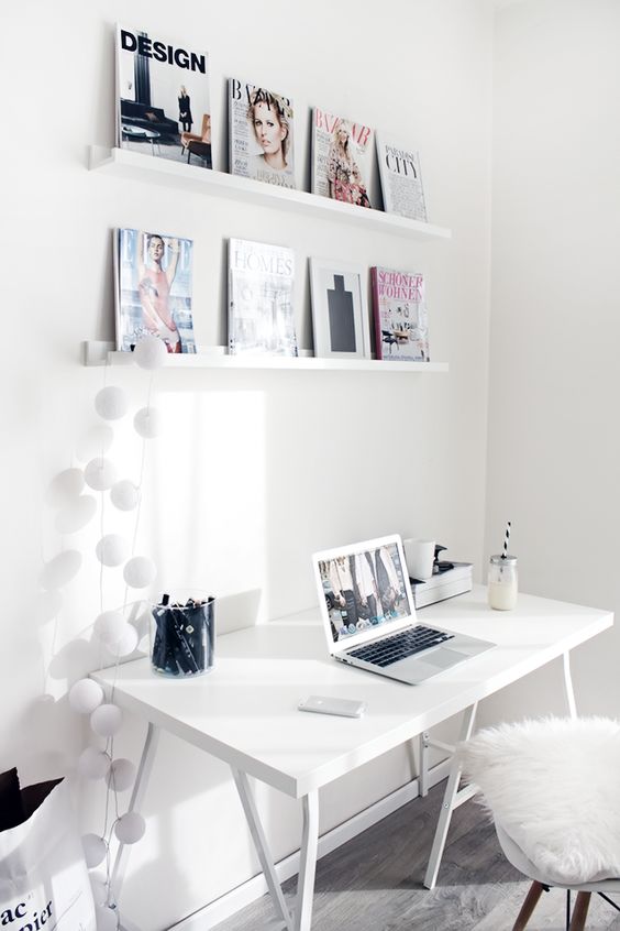 ledges to display your favorite pics or magazines, it can be an easy wall art alternative