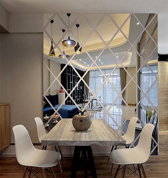 a wall decal is made from acrylic mirrors is lighter than usual mirrors, you can arrange it anywhere in the room