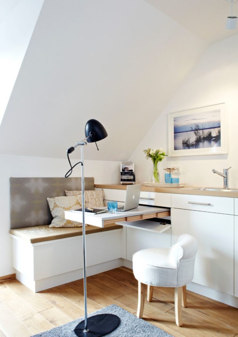 cabinets with a drawer that pulls out and turns into a desk