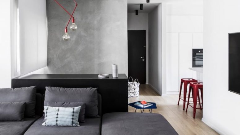 This modern apartment was designed for a young family expecting a child, it's fresh, chic and functional
