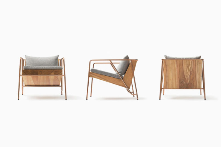 This is MASS lounge chair of copper and Oguni wood, it looks very comfy and inviting