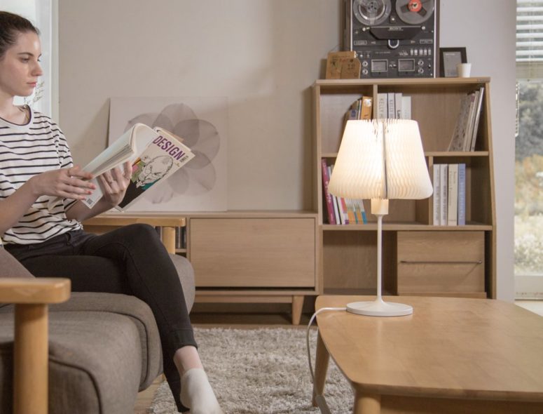 The honeycomb lampshade is great for scattering the light