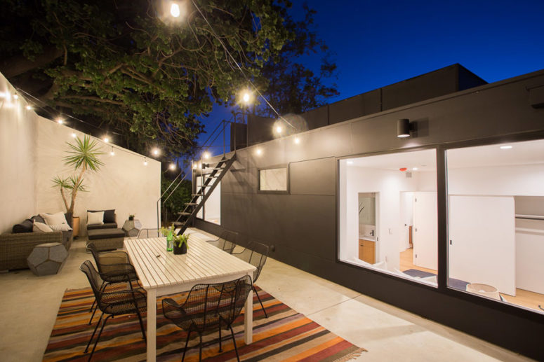 There's a cozy terrace, which features a dining and eating space and is hidden from other people's eyes