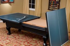 14 a pool table can be easily turned into a tennis table, it will save much space
