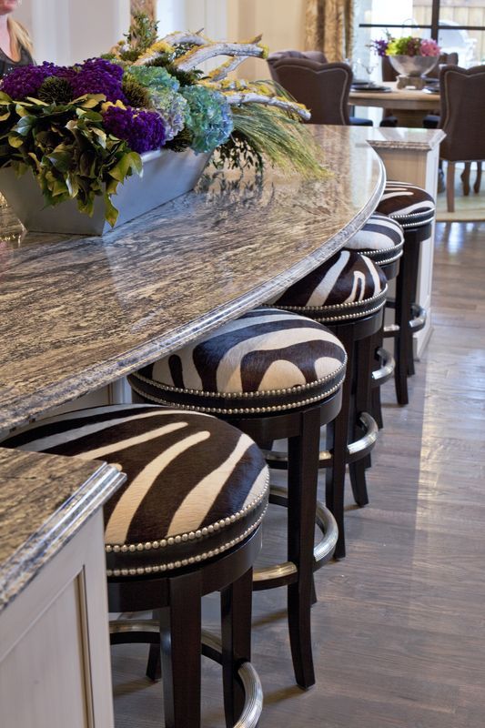 zebra print stools for an interesting breakfast zone