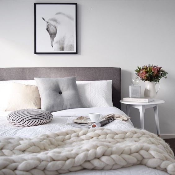 a chunky knit blanket is ideal for cold nights, your guests will be grateful