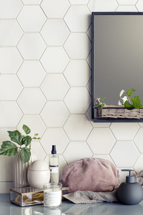 matte white tiles with white grout for a chic and timeless bathroom
