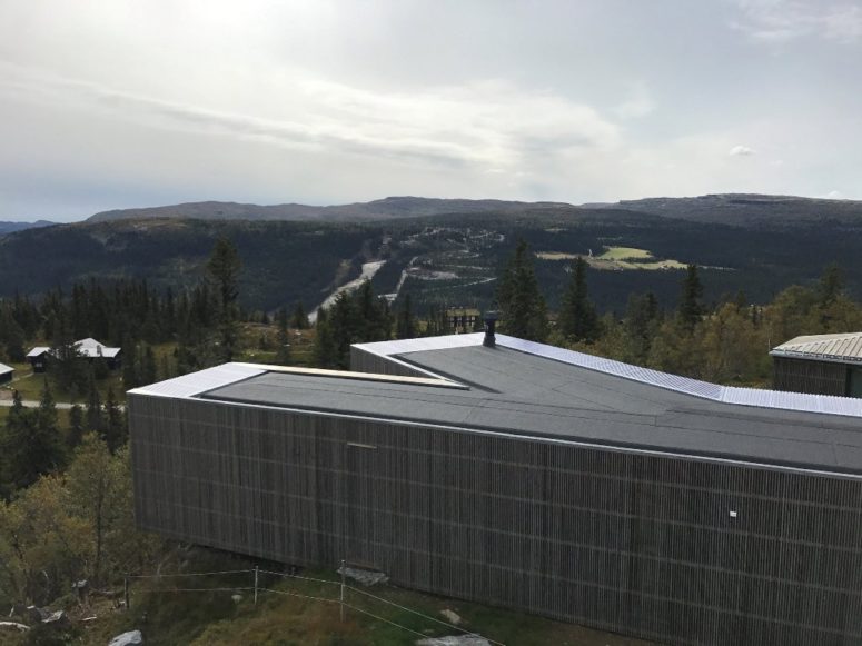 The shape of the cabin is unique, it's Y-shaped, and placed on the ground on stilts to touch it lightly