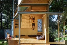 home gym in a treehouse