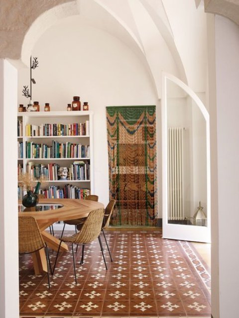 The rest of the spaces got chic tile floors, too, they were restored according to the remained ones