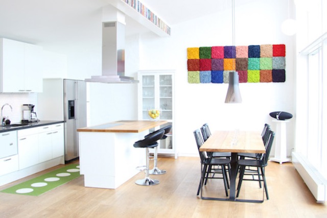 This is an original and maintenance-free way to cover the walls and make an accent