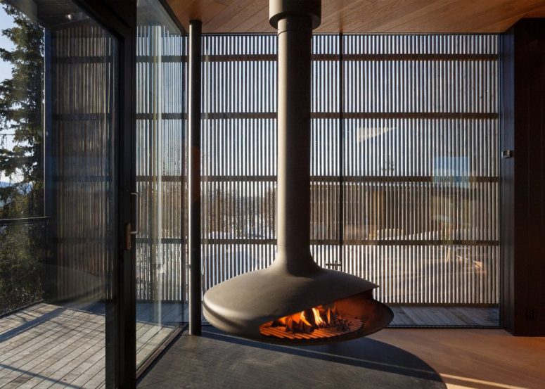 I can't imagine a cabinet without a hearth, and here it is to warm up the space