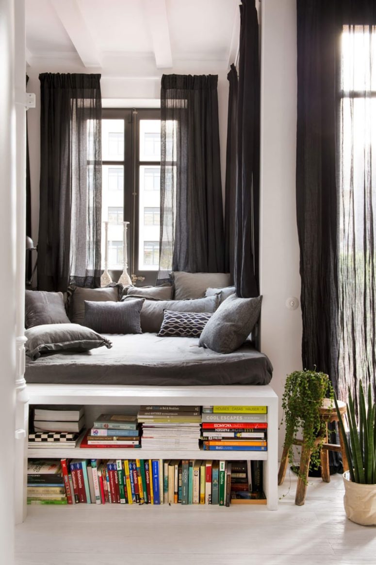 Simple airy curtains keep the privacy when needed