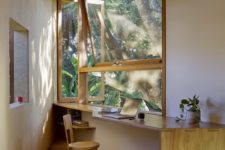 stylish home office in a treehouse