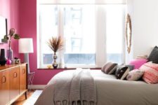 07 a girlish bedroom with a hot pink wall to make it look more playful