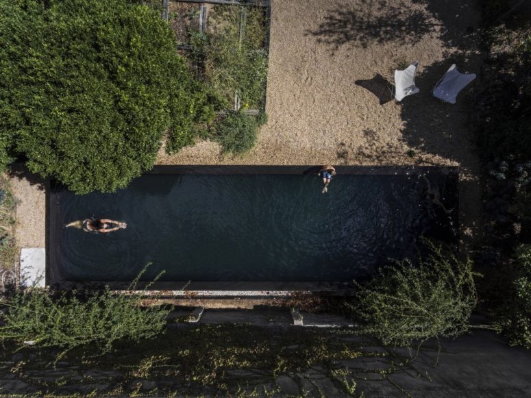narrow outdoor pool design a pool was added outdoors, it's long and narrow and though doesn't take much space, is a very cool one