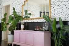 10 a light pink sideboard makes a colored statement in this art deco space