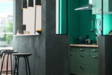 13 a bold green kitchen corner with turquoise walls for a colorful touch and good mood