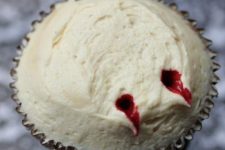 22 just poke two fang marks into cupcake icing and add red food coloring for your very own vampire cupcakes