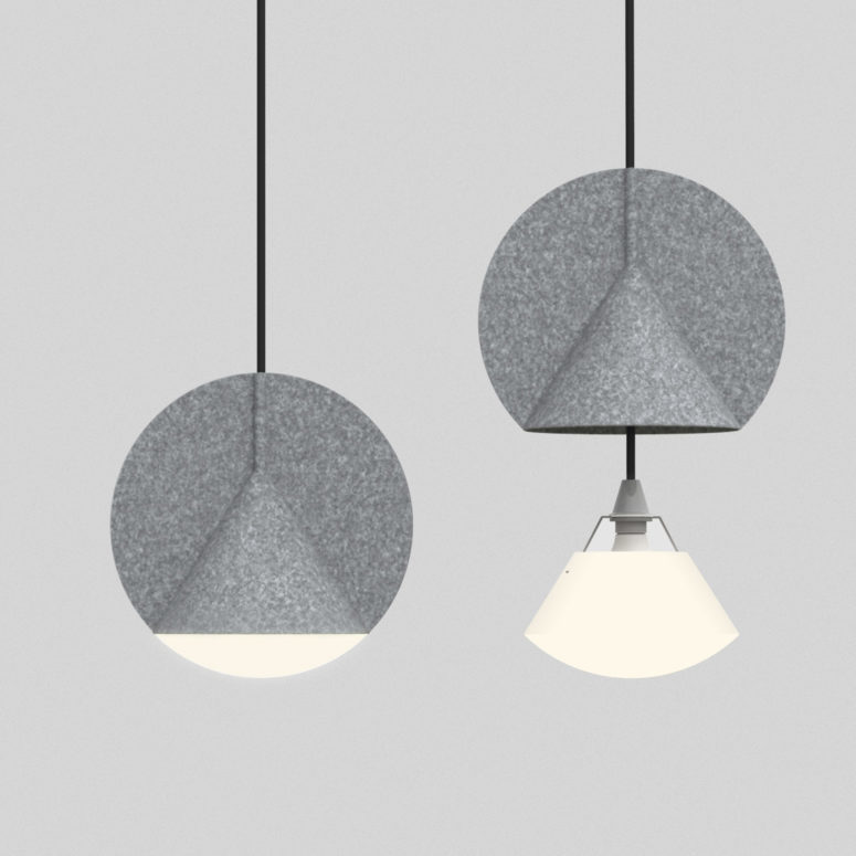 Outofstock hanging lamp of felt (via www.digsdigs.com)