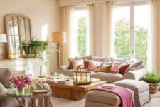 ivory is the main shade, dove grey is added to the neutral space and pink is a cool girlish accent