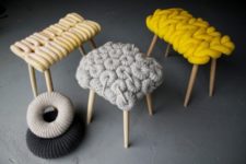 knitted stools by Claire-Anne O’Brien