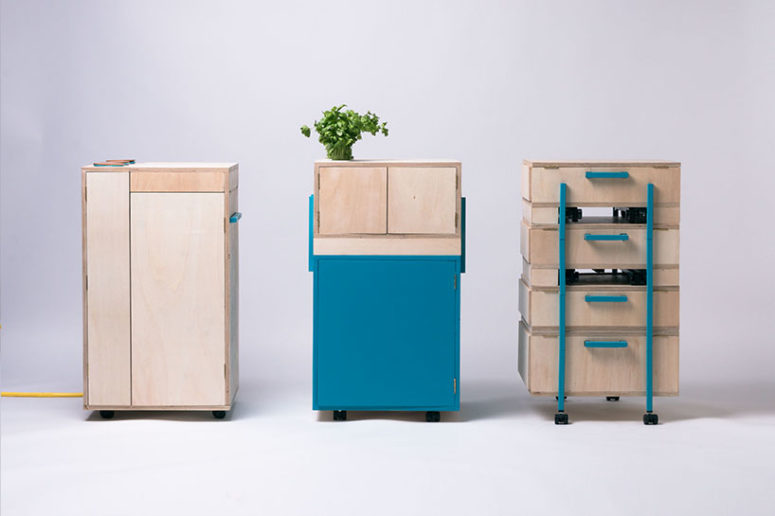 The Liberation of the Kitchen is a project that consists of 3 modules that can be arranged as you like
