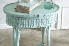 03 a wicker side table painted mint is a gorgeous idea and a colored piece