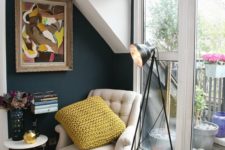 04 a cozy reading nook by the window, with an artwork, succulents and a small side table