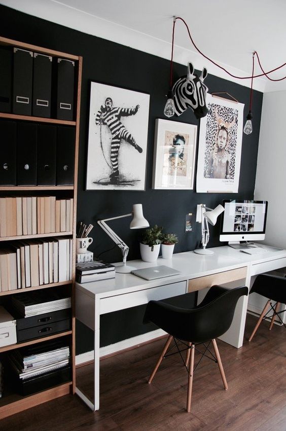 25 Gorgeous Home  Offices  With Black Walls  DigsDigs