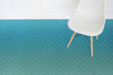 07 Mermaid vinyl flooring reminds of fish (or mermaid) scale and the color scheme fits