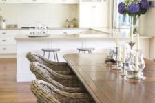 08 wicker chairs in a natural shade are right what you need to add a farmhouse feel to a modern kitchen