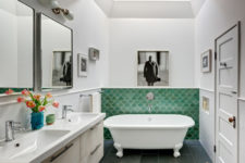 bathroom with fish scale tiles
